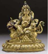 17th/18th Century A Sino-Tibetan gilt copper model of Vaishravana
